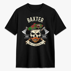 Baxter Modern Tartan Crest 2D T-shirt - Alba Skull Style