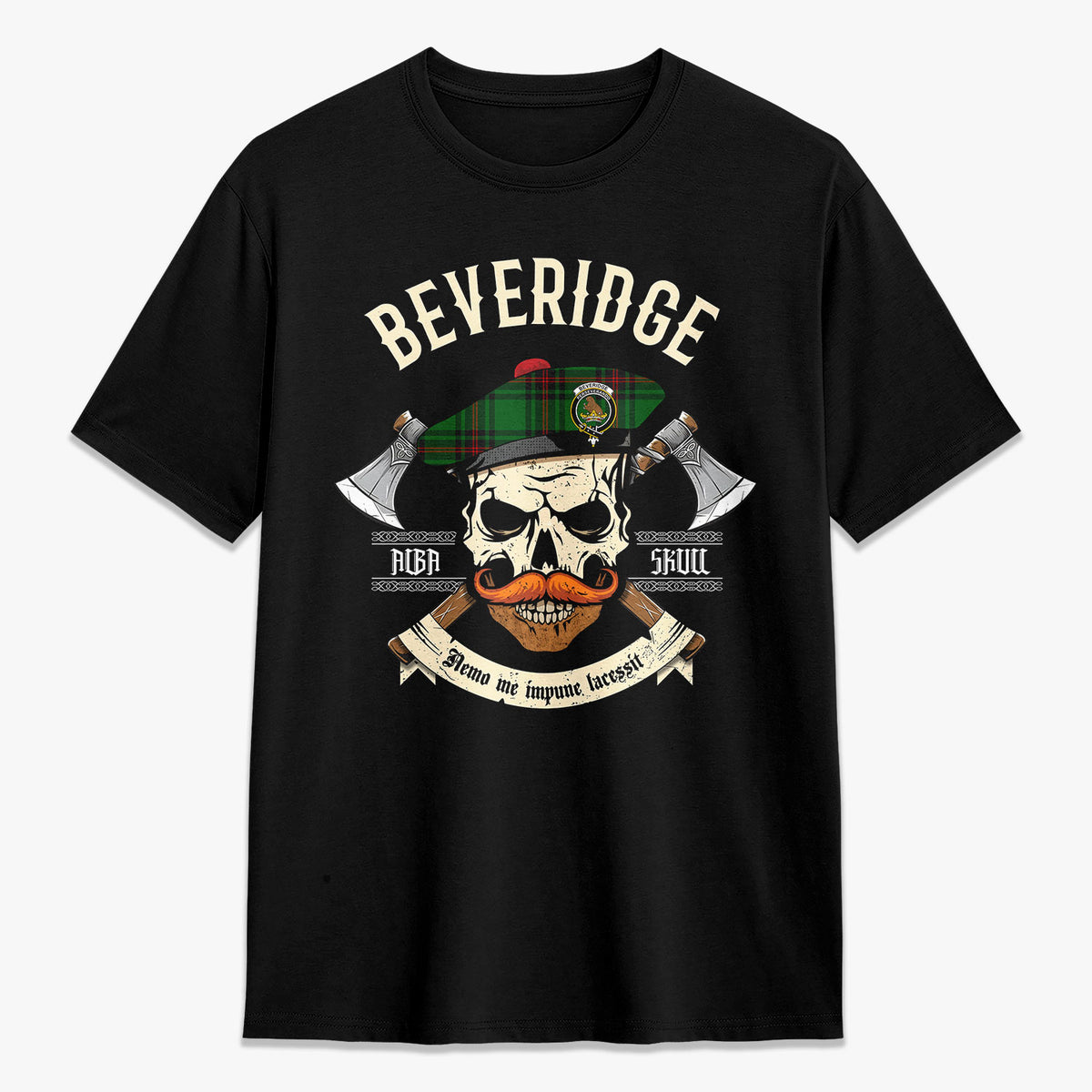 Beveridge Tartan Crest 2D T-shirt - Alba Skull Style