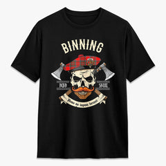 Binning (of Wallifoord) Tartan Crest 2D T-shirt - Alba Skull Style