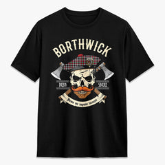 Borthwick Ancient Tartan Crest 2D T-shirt - Alba Skull Style