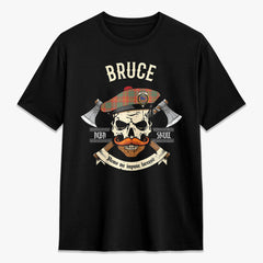 Bruce Ancient Tartan Crest 2D T-shirt - Alba Skull Style