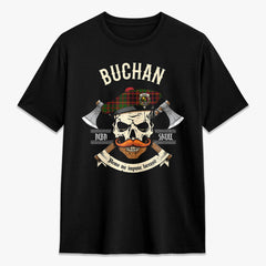 Buchan Modern Tartan Crest 2D T-shirt - Alba Skull Style