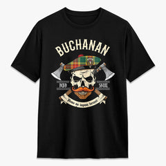 Buchanan Old Sett Tartan Crest 2D T-shirt - Alba Skull Style