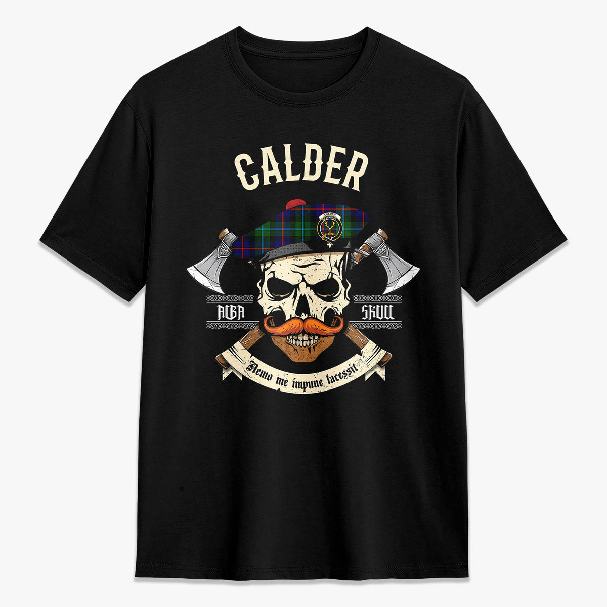 Calder Tartan Crest 2D T-shirt - Alba Skull Style