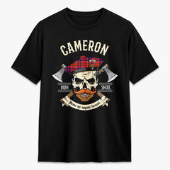 Cameron of Lochiel Modern Tartan Crest 2D T-shirt - Alba Skull Style