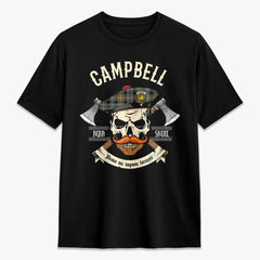 Campbell Argyll Weathered Tartan Crest 2D T-shirt - Alba Skull Style