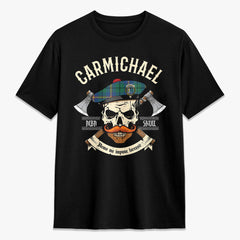 Carmichael Ancient Tartan Crest 2D T-shirt - Alba Skull Style