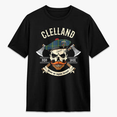 Clelland Tartan Crest 2D T-shirt - Alba Skull Style