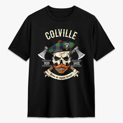 Colville Tartan Crest 2D T-shirt - Alba Skull Style