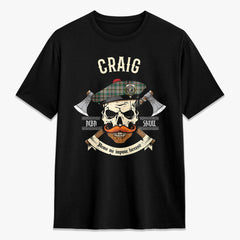 Craig Ancient Tartan Crest 2D T-shirt - Alba Skull Style