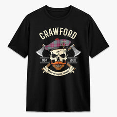 Crawford Ancient Tartan Crest 2D T-shirt - Alba Skull Style