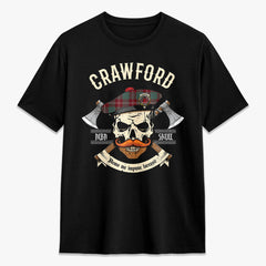 Crawford Modern Tartan Crest 2D T-shirt - Alba Skull Style