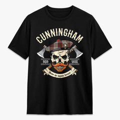 Cunningham Burgundy Dancers Tartan Crest 2D T-shirt - Alba Skull Style