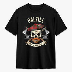 Dalziel Modern Tartan Crest 2D T-shirt - Alba Skull Style