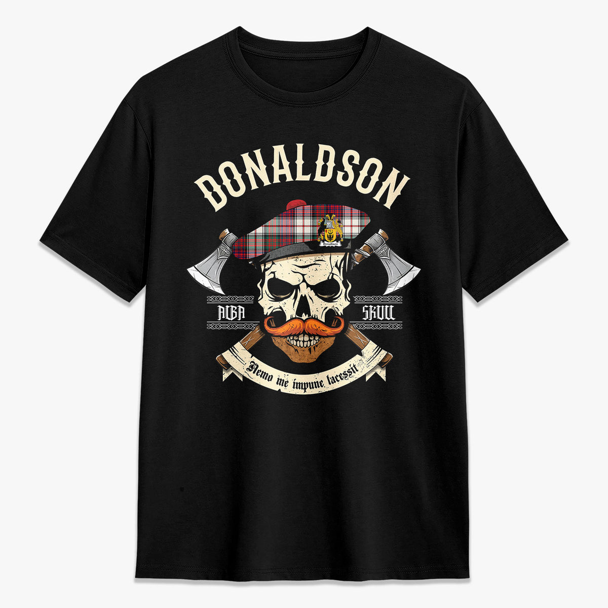 Donaldson Tartan Crest 2D T-shirt - Alba Skull Style