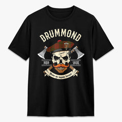 Drummond Clan Tartan Crest 2D T-shirt - Alba Skull Style