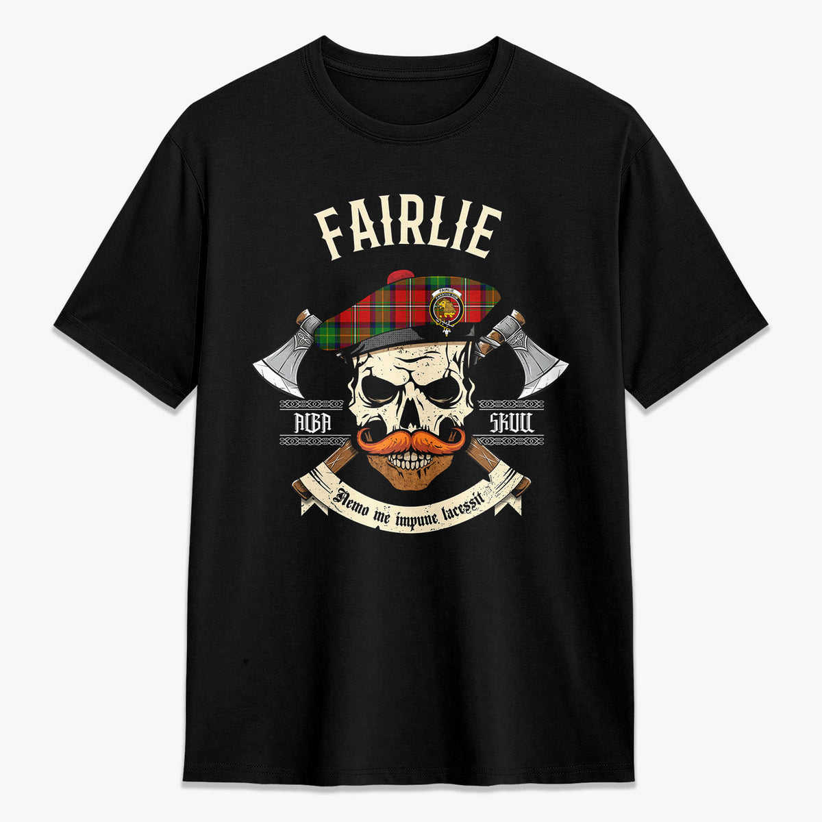 Fairlie Tartan Crest 2D T-shirt - Alba Skull Style