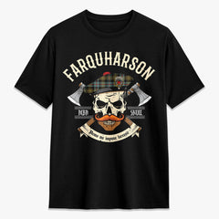 Farquharson Weathered Tartan Crest 2D T-shirt - Alba Skull Style