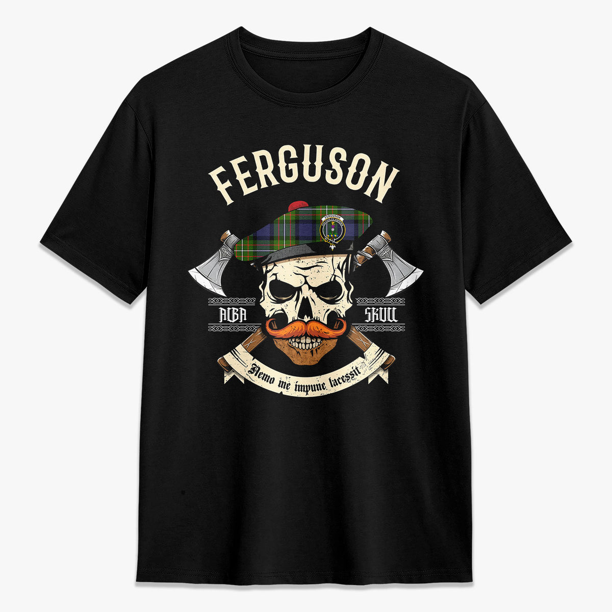 Ferguson Tartan Crest 2D T-shirt - Alba Skull Style