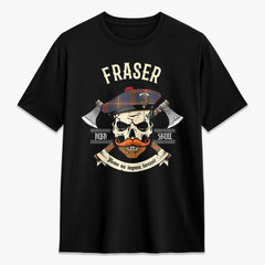 Fraser (of Lovat) Hunting Modern Tartan Crest 2D T-shirt - Alba Skull Style