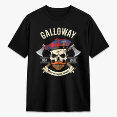 Galloway Red Tartan Crest 2D T-shirt - Alba Skull Style