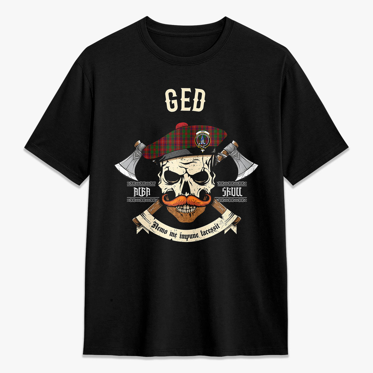 Ged Tartan Crest 2D T-shirt - Alba Skull Style