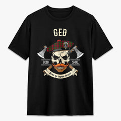 Ged Tartan Crest 2D T-shirt - Alba Skull Style