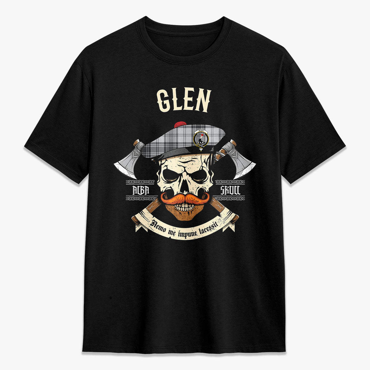 Glen Tartan Crest 2D T-shirt - Alba Skull Style