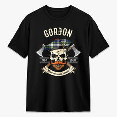 Gordon Dress Modern Tartan Crest 2D T-shirt - Alba Skull Style