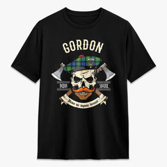 Gordon Old Ancient Tartan Crest 2D T-shirt - Alba Skull Style