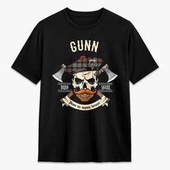 Gunn Weathered Tartan Crest 2D T-shirt - Alba Skull Style