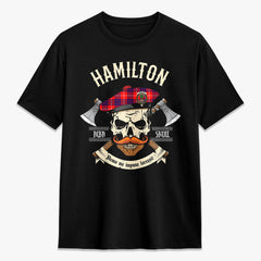 Hamilton Modern Tartan Crest 2D T-shirt - Alba Skull Style