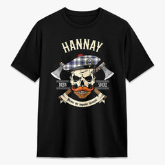 Hannay Modern Tartan Crest 2D T-shirt - Alba Skull Style