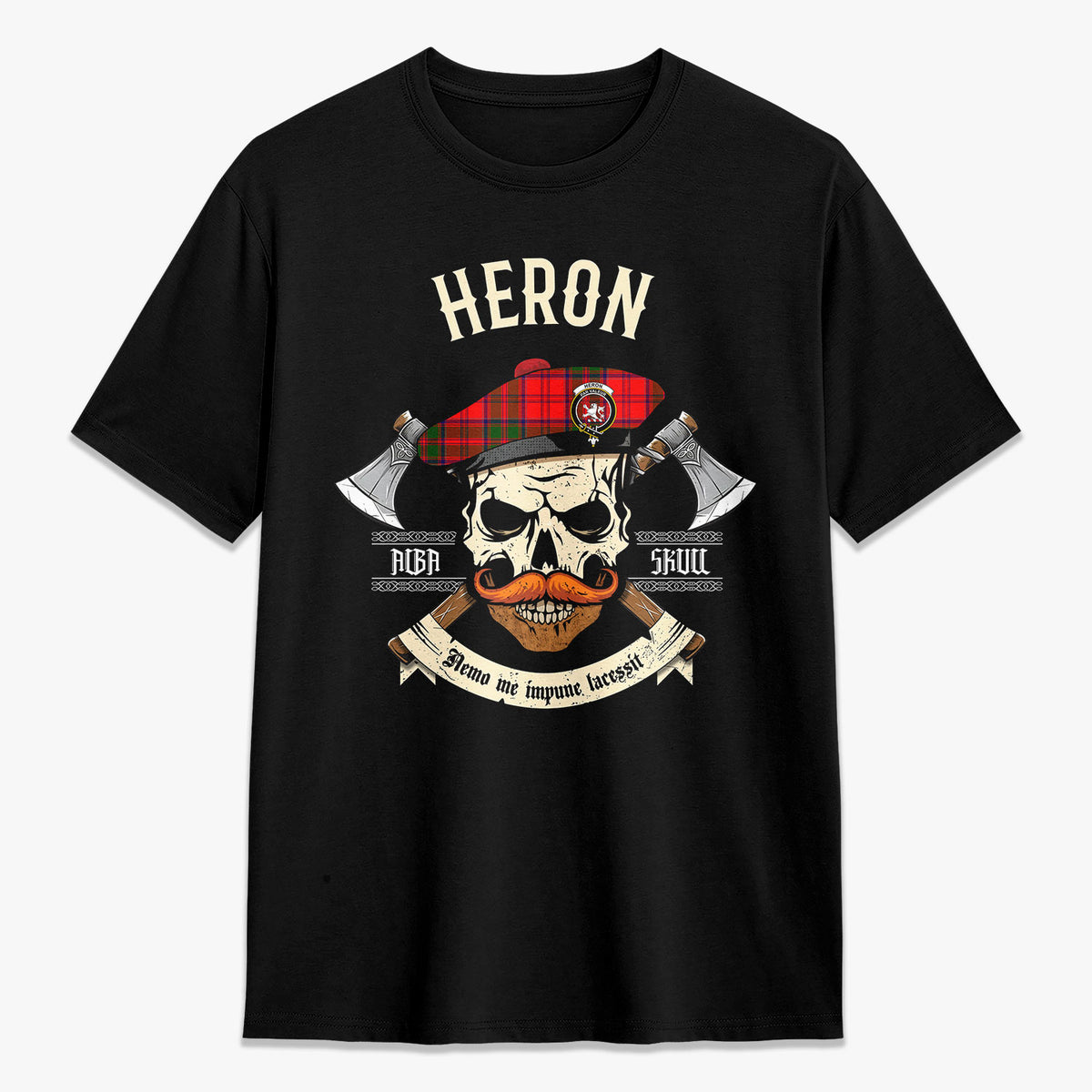 Heron Tartan Crest 2D T-shirt - Alba Skull Style