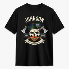 Johnson Modern Tartan Crest 2D T-shirt - Alba Skull Style