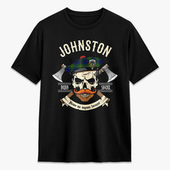 Johnston Modern Tartan Crest 2D T-shirt - Alba Skull Style