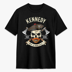 Kennedy Weathered Tartan Crest 2D T-shirt - Alba Skull Style