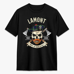 Lamont Modern Tartan Crest 2D T-shirt - Alba Skull Style