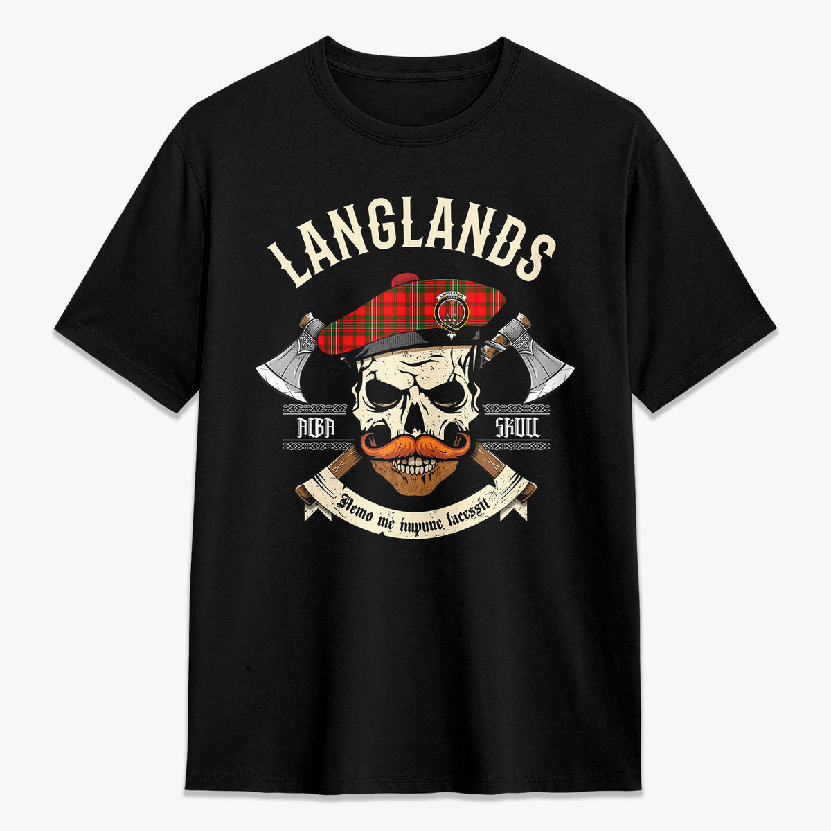 Langlands Tartan Crest 2D T-shirt - Alba Skull Style