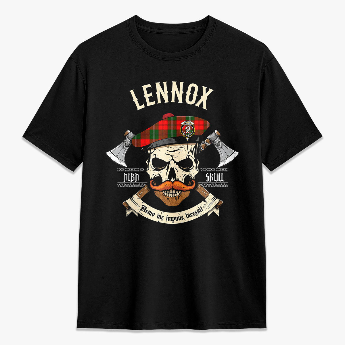 Lennox Tartan Crest 2D T-shirt - Alba Skull Style