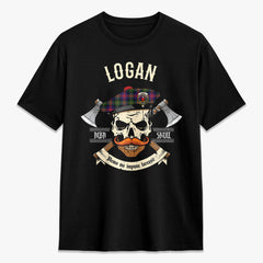 Logan Modern Tartan Crest 2D T-shirt - Alba Skull Style