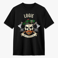 Logie Tartan Crest 2D T-shirt - Alba Skull Style