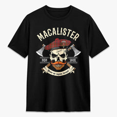 MacAlister Modern Tartan Crest 2D T-shirt - Alba Skull Style