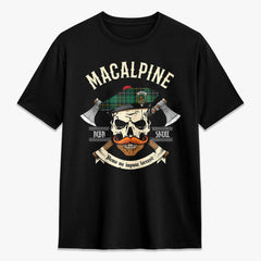 MacAlpine Ancient Tartan Crest 2D T-shirt - Alba Skull Style