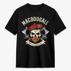 MacDougall Modern Tartan Crest 2D T-shirt - Alba Skull Style