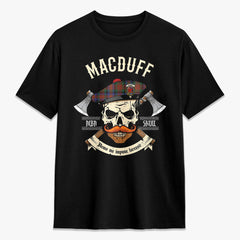 MacDuff Hunting Modern Tartan Crest 2D T-shirt - Alba Skull Style