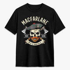 MacFarlane Hunting Ancient Tartan Crest 2D T-shirt - Alba Skull Style