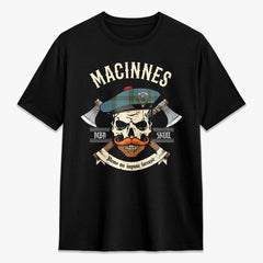 MacInnes Ancient Tartan Crest 2D T-shirt - Alba Skull Style