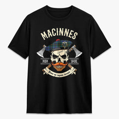 MacInnes Modern Tartan Crest 2D T-shirt - Alba Skull Style