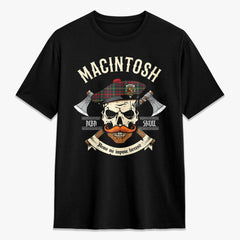 MacIntosh Hunting Modern Tartan Crest 2D T-shirt - Alba Skull Style